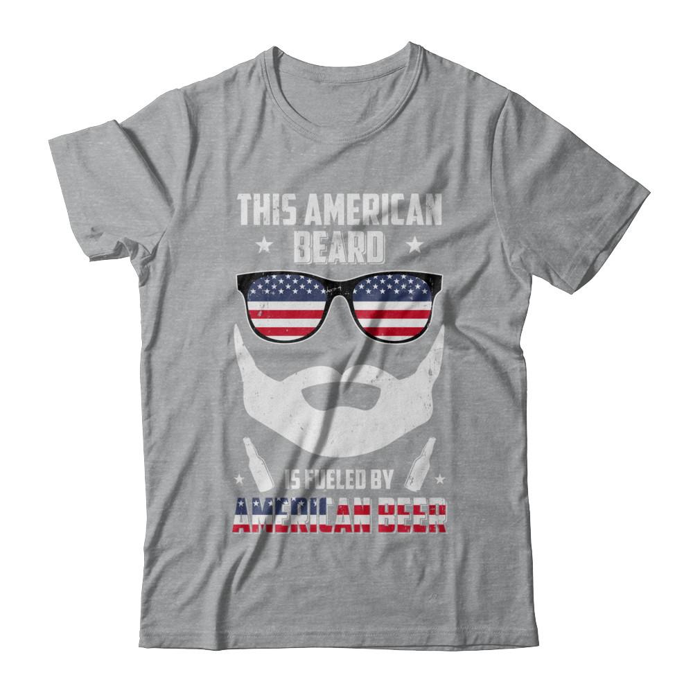 This American Beard Is Fueled By American Beer-T-Shirt & Hoodie-Classic T-Shirt-Sport Grey