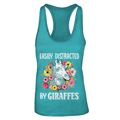 Easily Distracted By Giraffes-T-Shirt & Tank Top-Women's Ideal Racerback Tank-Tahiti Blue