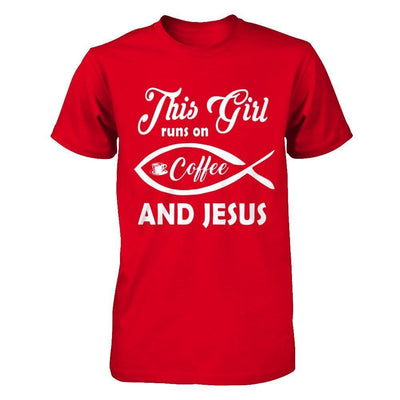 This Girl Runs On Coffee And Jesus-T-Shirt & Hoodie-Premium T-Shirt-Red
