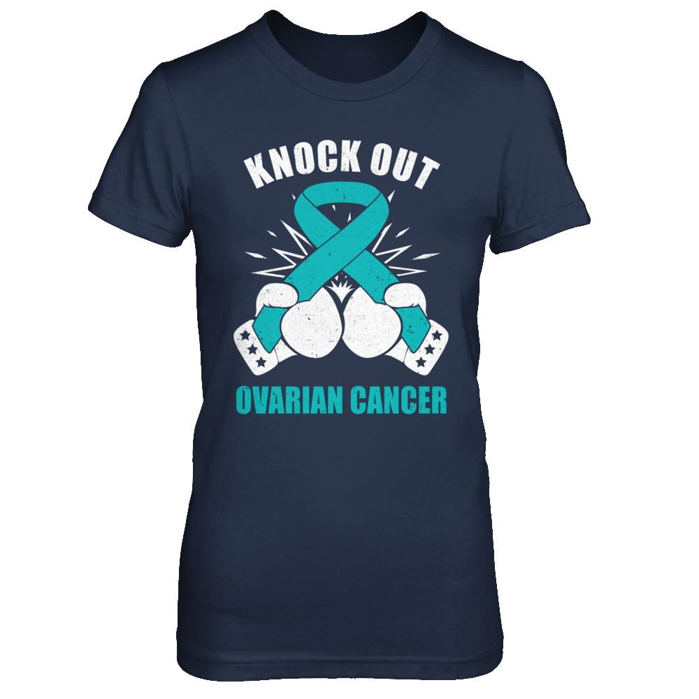 Boxing knock out Ovarian Cancer Awareness Support-T-Shirt & Hoodie-Women's T-Shirt-Navy