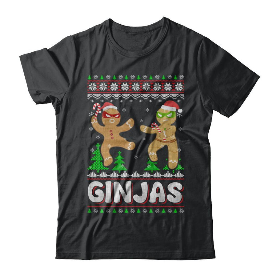 Ginjas Gingerbread Ninjas Funny Ugly Christmas Sweater-T-Shirt & Sweatshirt-Classic T-Shirt-Black