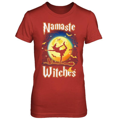 Namaste Witches Yoga Halloween-T-Shirt & Hoodie-Women's T-Shirt-Red