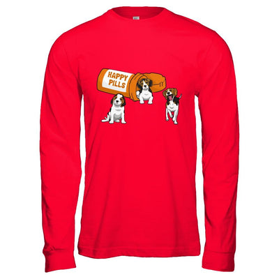 Beagles Happy Pills-T-Shirt & Hoodie-Long Sleeve T-Shirt-Red