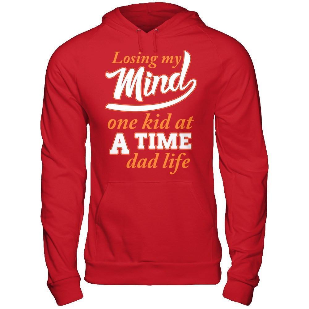 Losing My Mind One Kid At A Time Dad Life-T-Shirt & Hoodie-Pullover Hoodie-Red
