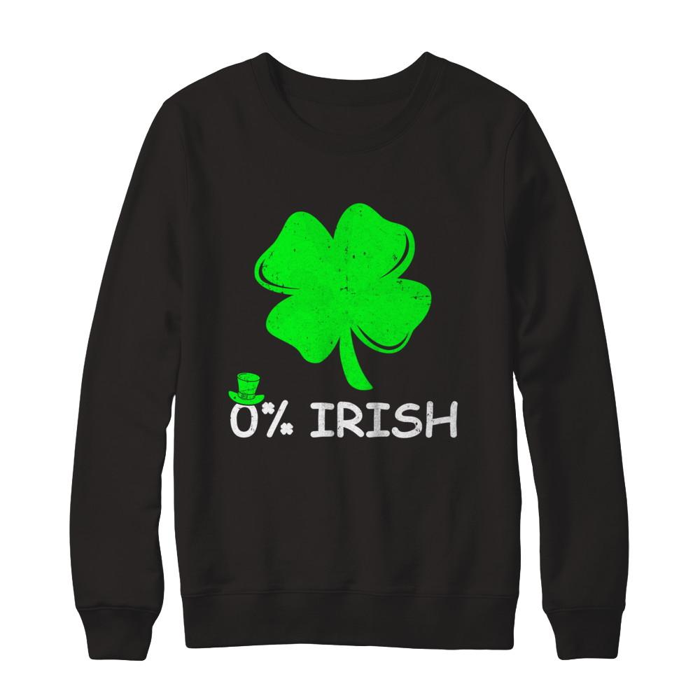 0% Irish Vintage St Patrick's Day-T-Shirt & Hoodie-Crewneck Sweatshirt-Black