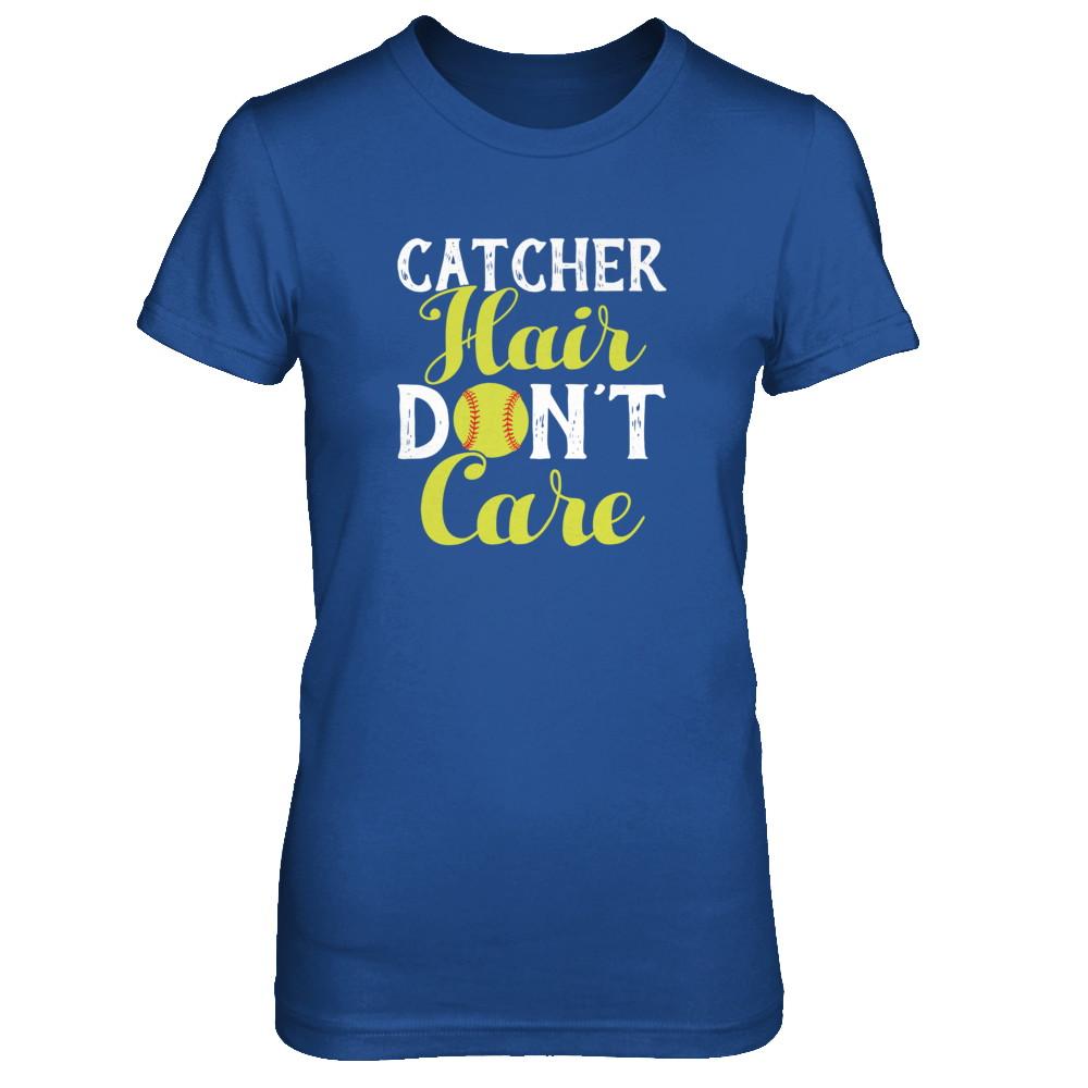 Catcher Hair Don't Care Softball-T-Shirt & Tank Top-Women's T-Shirt-Royal