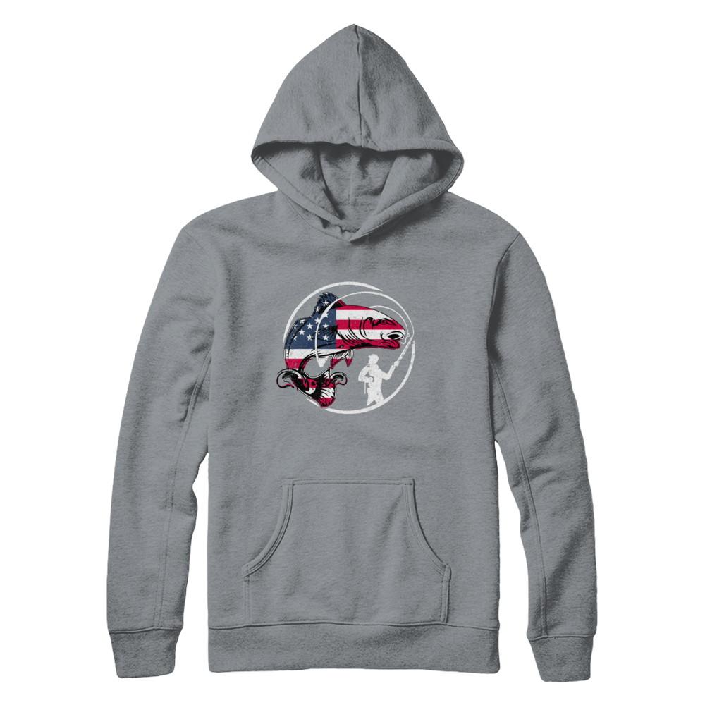 American Flag Fishing Vintage 4Th July Gifts-T-Shirt & Hoodie-Pullover Hoodie-Light Steel