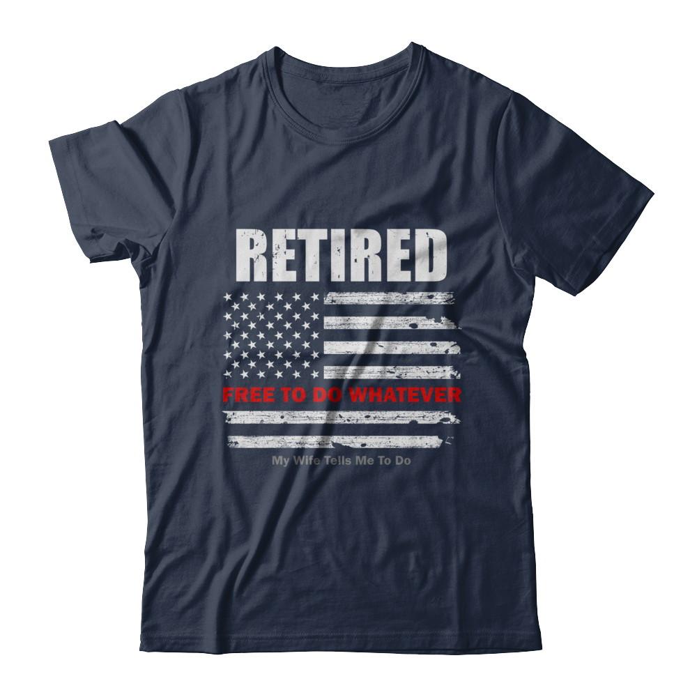 Retired Free to Do Whatever Thin Red Line Firefighter-T-Shirt & Hoodie-Classic T-Shirt-Navy