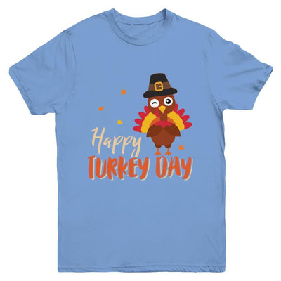 Happy Turkey Day Funny Thanksgiving Gift Youth-Youth Shirt-Youth T-Shirt-Carolina Blue