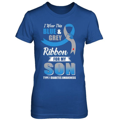 I Wear Blue And Gray For My Son Diabetes Awareness-T-Shirt & Hoodie-Women's T-Shirt-Royal
