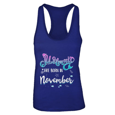 Mermaids Are Born In November Birthday Girl Gift-T-Shirt & Tank Top-Women's Ideal Racerback Tank-Royal