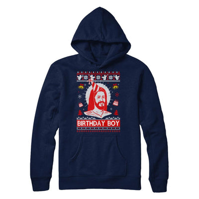 Jesus Birthday Boy Ugly Christmas Sweater-T-Shirt & Sweatshirt-Pullover Hoodie-Navy