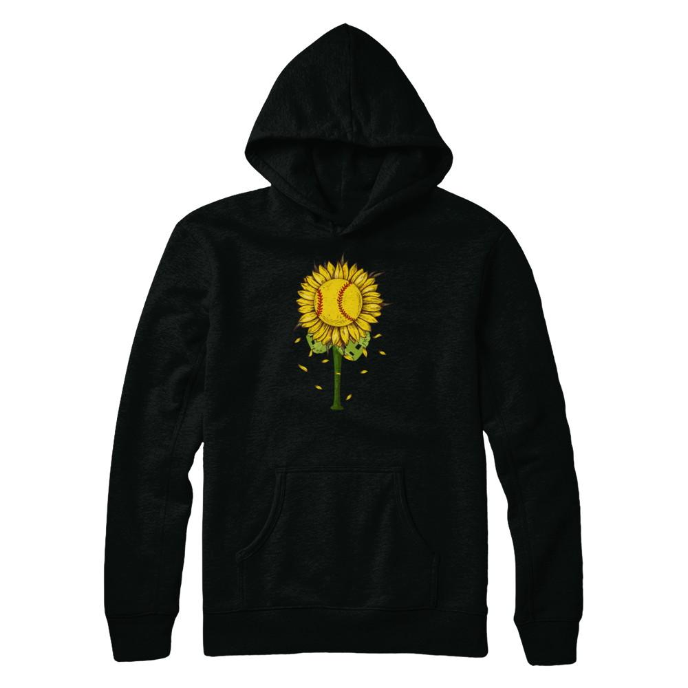 Sunflower Softball Mom Daughter Lover Gift-T-Shirt & Tank Top-Pullover Hoodie-Black