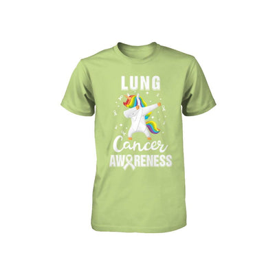 Inspirational Lung Cancer Awareness Unicorn Support Youth-Youth Shirt-Toddler T-Shirt-Key Lime