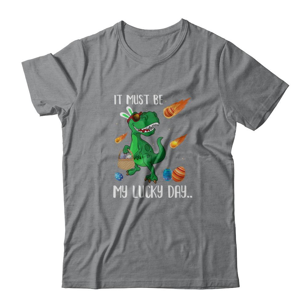 Funny Easter Bunny Dinosaur It Must Be My Lucky Day-T-Shirt & Tank Top-Classic T-Shirt-Sport Grey
