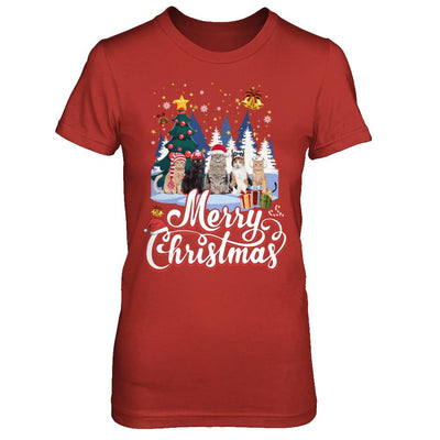 Merry Christmas Cat Women Girls Christmas Gift-T-Shirt & Sweatshirt-Women's T-Shirt-Red