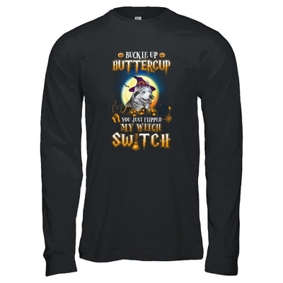 Buckle Up Buttercup Halloween Witch Husky Costume-T-Shirt & Tank Top-Long Sleeve T-Shirt-Black