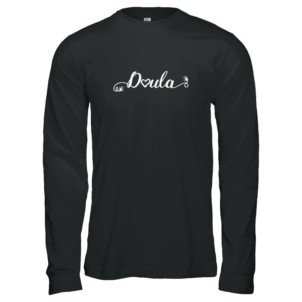 Doula Heart For Birth Baby Born Postpartum-T-Shirt & Tank Top-Long Sleeve T-Shirt-Black