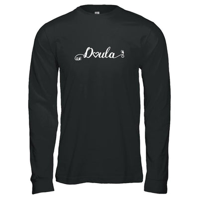 Doula Heart For Birth Baby Born Postpartum-T-Shirt & Tank Top-Long Sleeve T-Shirt-Black