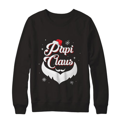 Santa Beard Matching Christmas Pajamas Papi Claus-T-Shirt & Sweatshirt-Crewneck Sweatshirt-Black