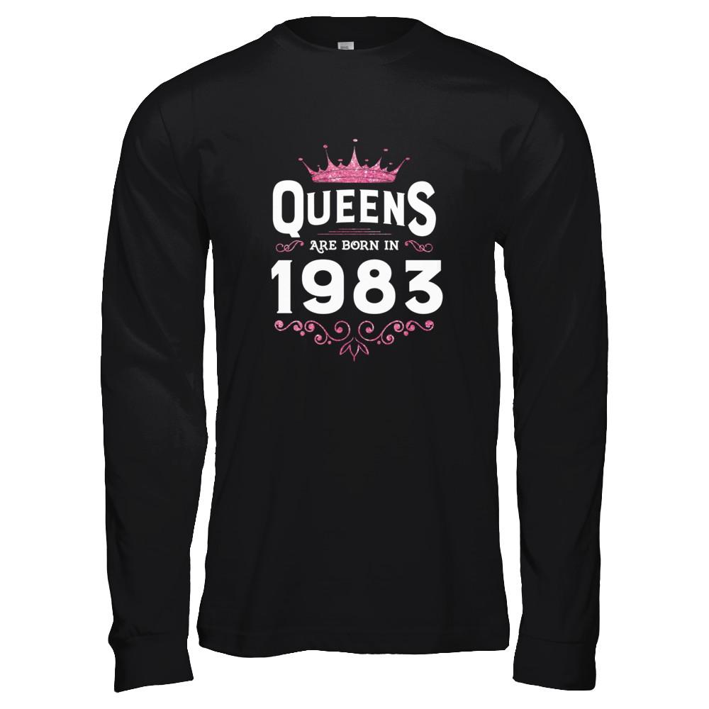 Queens Are Born In 1983 Birthday Gift-T-Shirt & Tank Top-Long Sleeve T-Shirt-Black