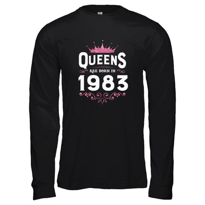 Queens Are Born In 1983 Birthday Gift-T-Shirt & Tank Top-Long Sleeve T-Shirt-Black