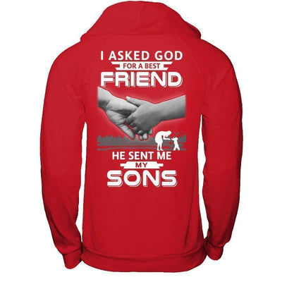 I Asked God For A Best Friend He Sent Me My Sons-T-Shirt & Hoodie-Pullover Hoodie-Red