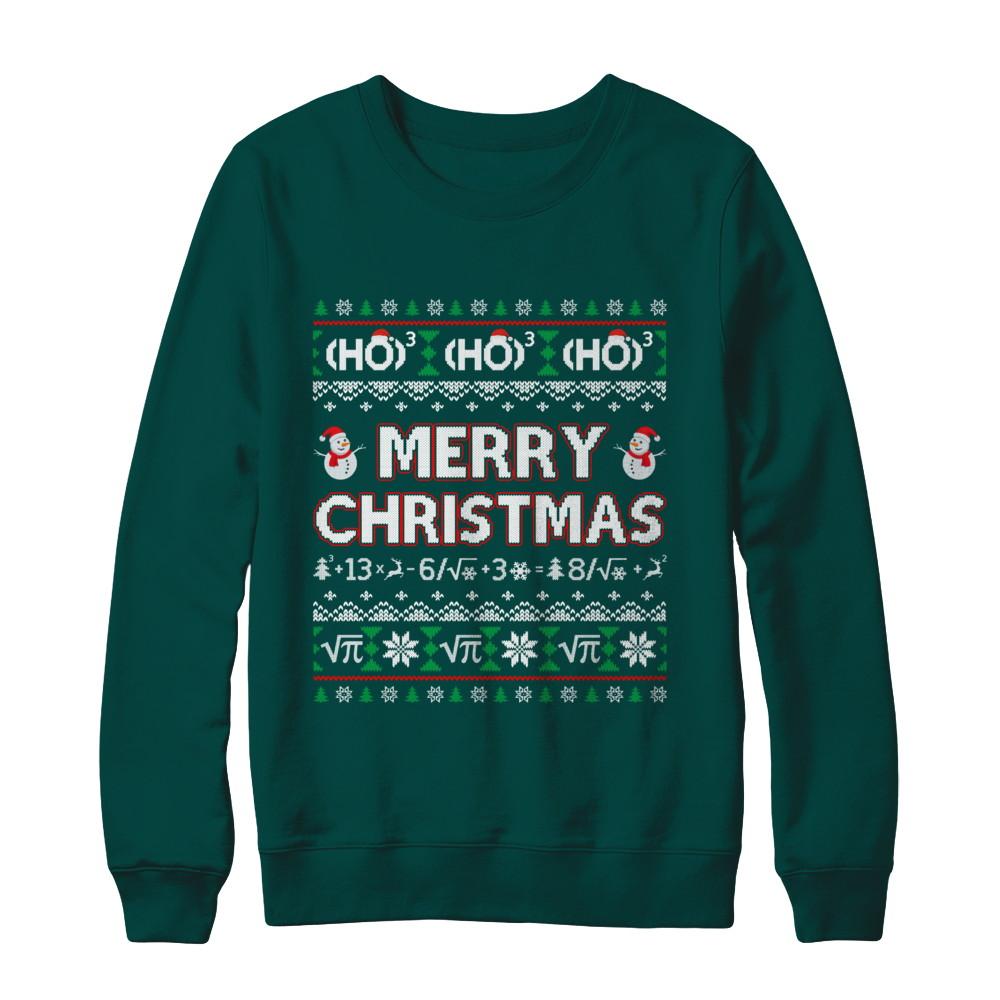 Merry Christmath Funny Math Christmas Ugly Sweaters-T-Shirt & Sweatshirt-Crewneck Sweatshirt-Deep Forest