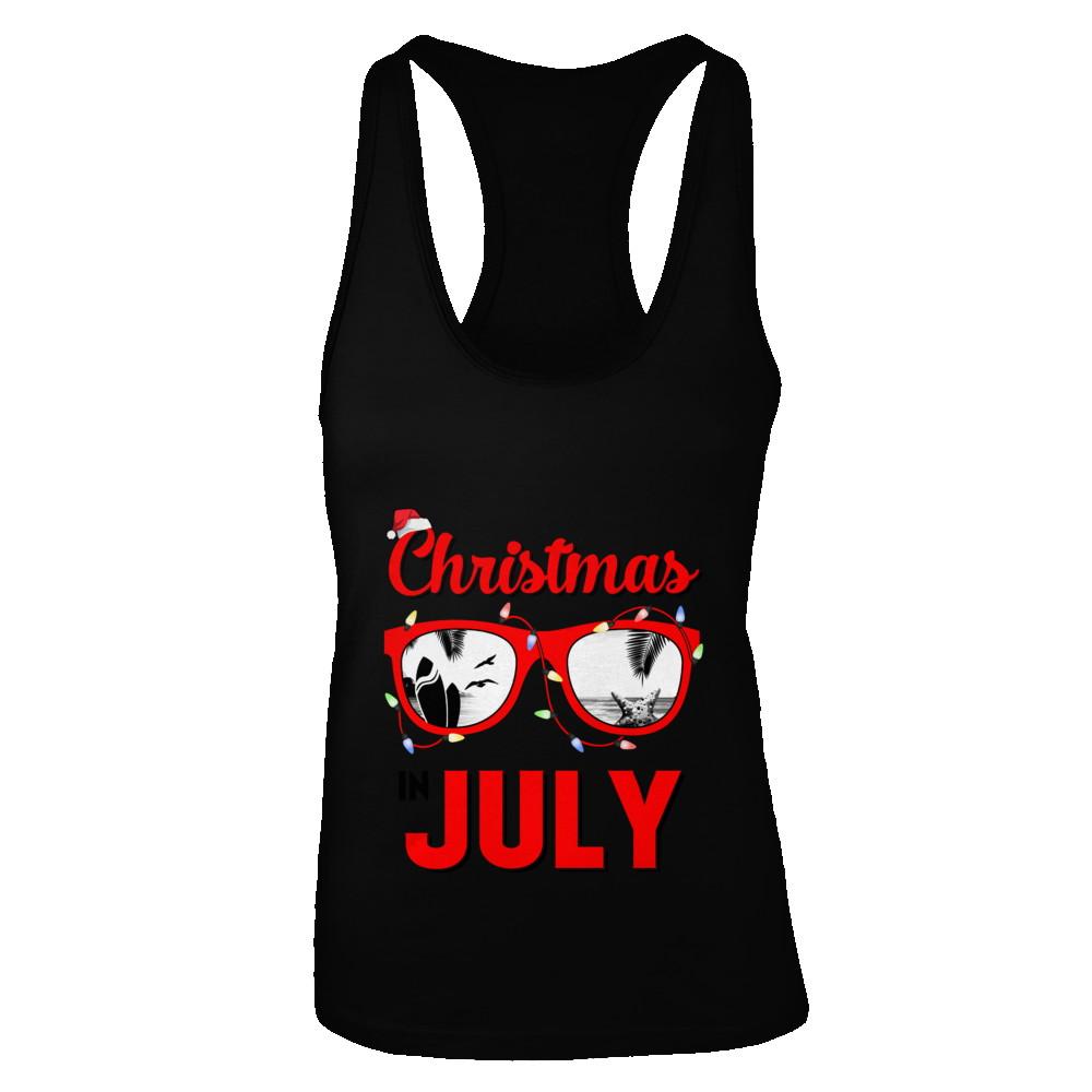July In Christmas Santa Hat Sunglasses Summer Vacation
