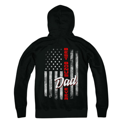 Best Bonus Dad Ever American Flag 4Th Of July Fathers Day-T-Shirt & Hoodie-Pullover Hoodie-Black