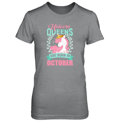 Unicorn Queens Are Born In October Birthday Gift-T-Shirt & Tank Top-Women's T-Shirt-Sport Grey