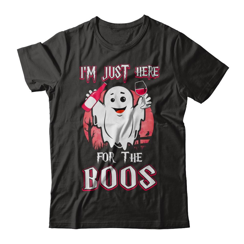 I'm Just Here For The Boos Halloween Wine-T-Shirt & Hoodie-Premium T-Shirt-Black