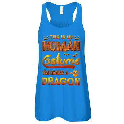 Dragon Halloween My Human Costume I'm Really A Dragon-T-Shirt & Tank Top-Women's Flowy Racerback Tank-True Royal