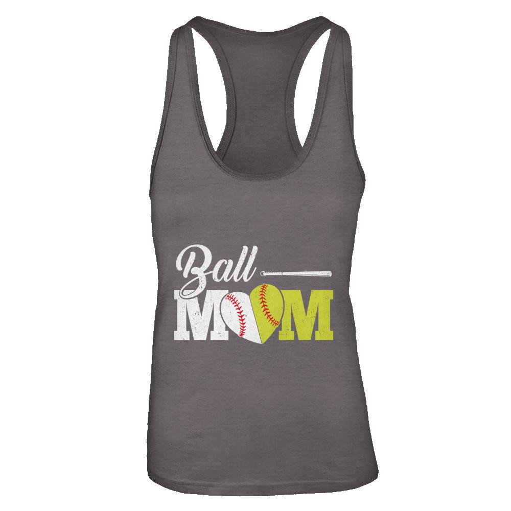 Funny Softball Mom Baseball Mom Mothers Day-T-Shirt & Tank Top-Women's Ideal Racerback Tank-Dark Grey