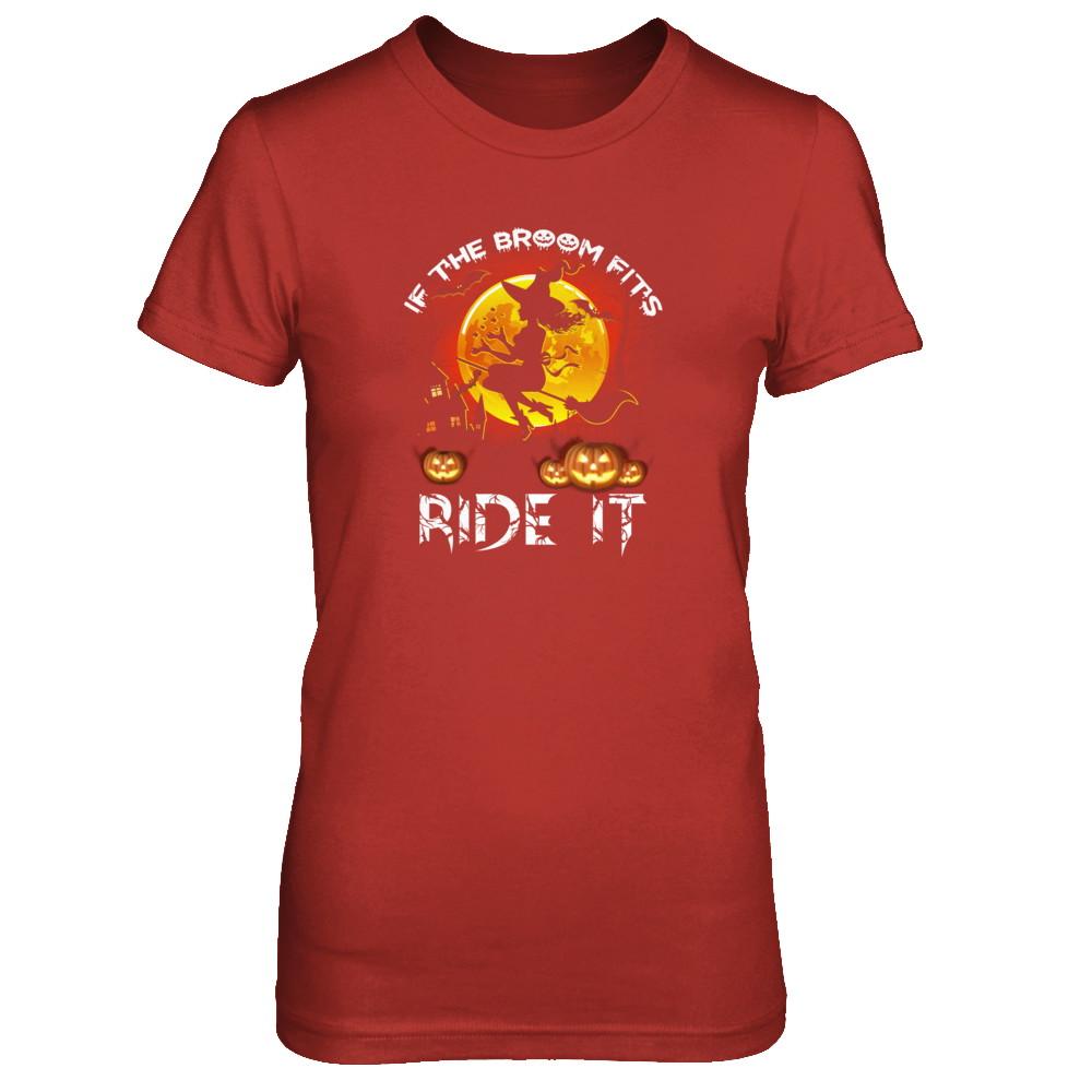 If The Broom Fits Witch Funny Happy Halloween-T-Shirt & Tank Top-Women's T-Shirt-Red