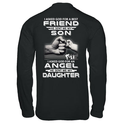 I Asked God For A Best Friend He Sent Me My Son And Angel Daughter-T-Shirt & Hoodie-Long Sleeve T-Shirt-Black