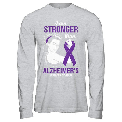 I Am Stronger Than Alzheimer's Awareness Support-T-Shirt & Hoodie-Long Sleeve T-Shirt-Sport Grey