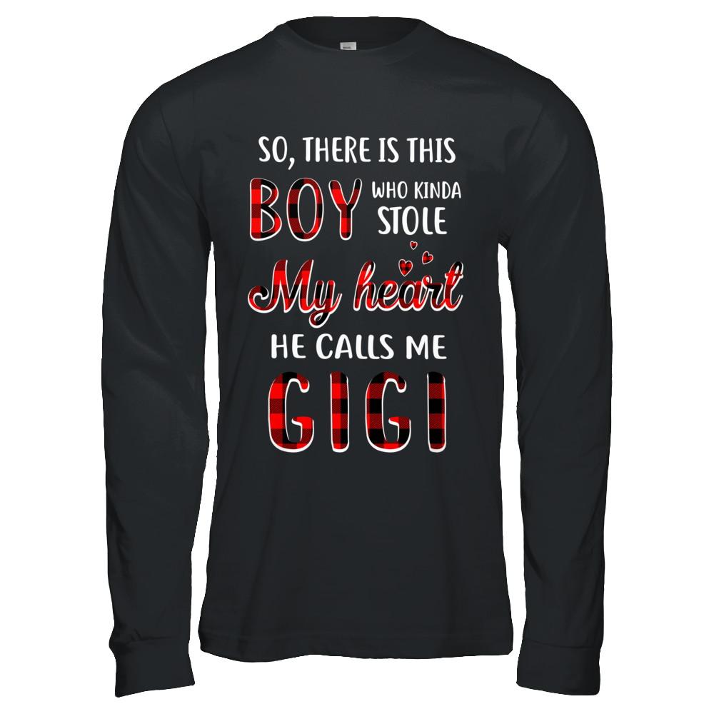 This Boy Who Kinda Stole My Heart He Calls Me Gigi-T-Shirt & Hoodie-Long Sleeve T-Shirt-Black