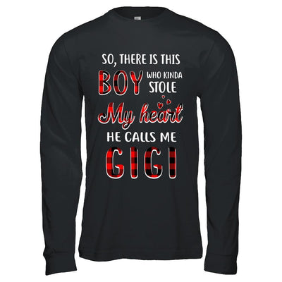 This Boy Who Kinda Stole My Heart He Calls Me Gigi-T-Shirt & Hoodie-Long Sleeve T-Shirt-Black