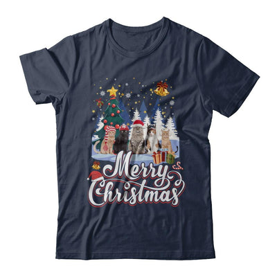 Merry Christmas Cat Women Girls Christmas Gift-T-Shirt & Sweatshirt-Classic T-Shirt-Navy
