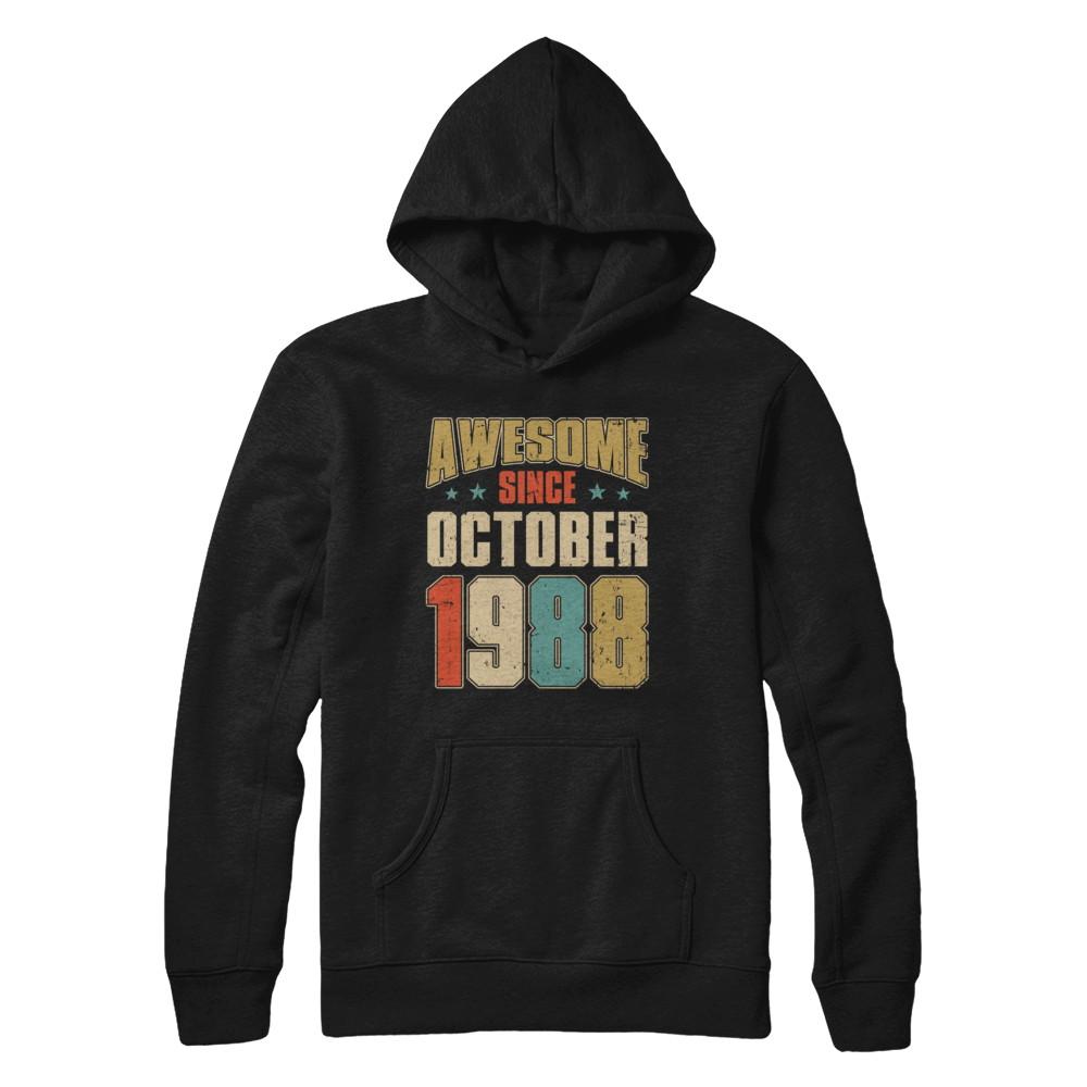Vintage Retro Awesome Since October 1988 33th Birthday-T-Shirt & Hoodie-Pullover Hoodie-Black