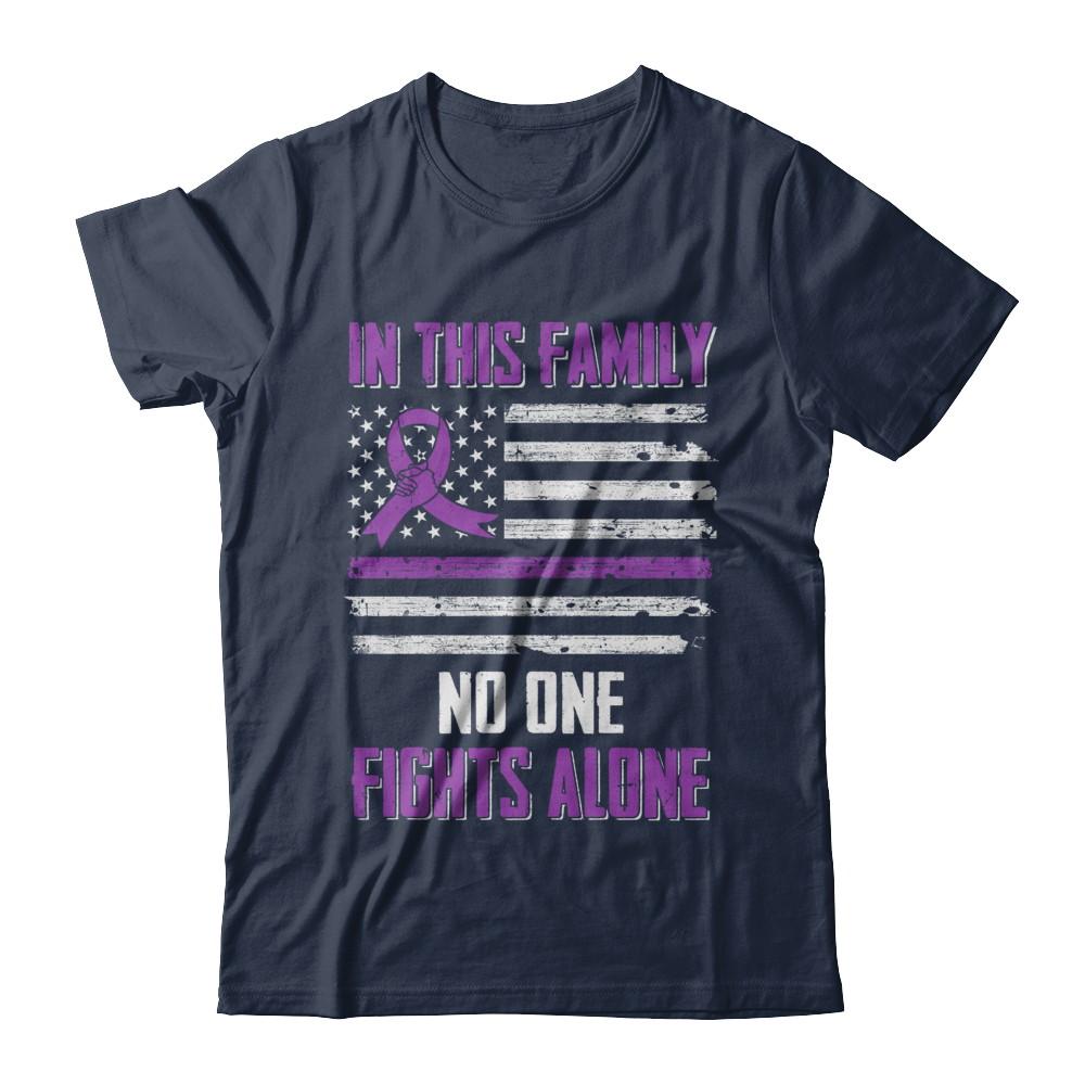 In This Family No One Fights Alone Pancreatic Cancer-T-Shirt & Hoodie-Classic T-Shirt-Navy