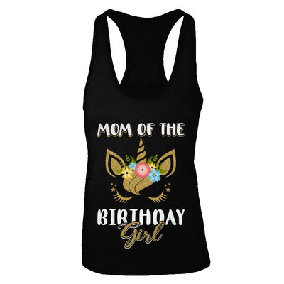 Cute Unicorn Mom Of The Birthday Girl-T-Shirt & Tank Top-Women's Ideal Racerback Tank-Black