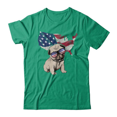 Funny Patriot Pug Dog 4Th Of July American Flag-T-Shirt & Hoodie-Classic T-Shirt-Kelly Green