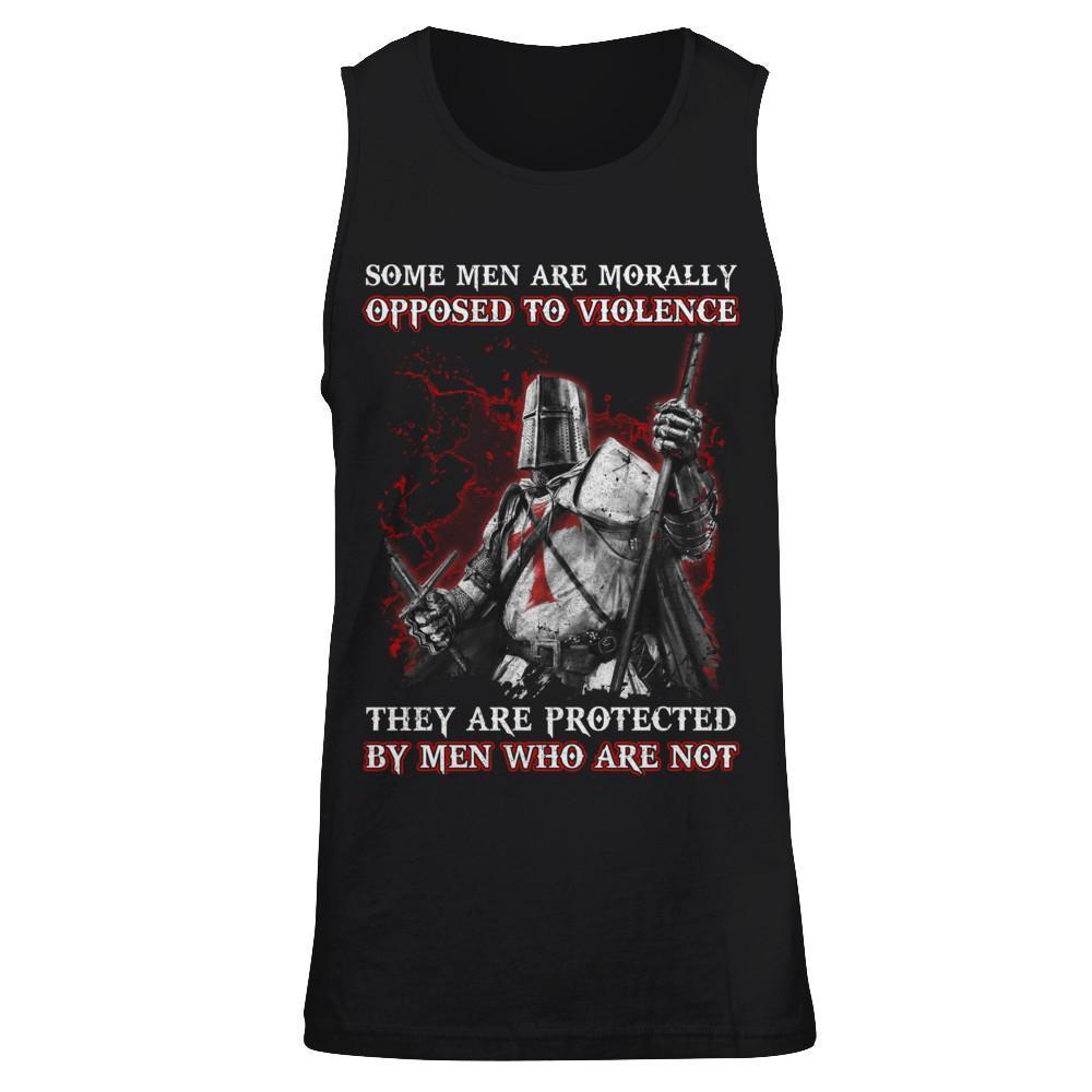Knight Templar Men Opposed To Violence They Are Protected By Men Who Are Not-T-Shirt & Hoodie-Unisex Tank-Black