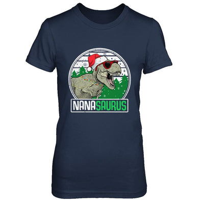 Nanasaurus Nana Dinosaur T-Rex Family Christmas-T-Shirt & Sweatshirt-Women's T-Shirt-Navy