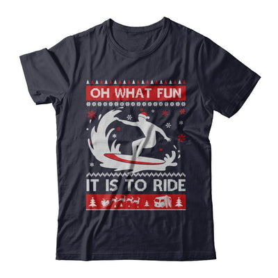 Oh What Fun It Is To Ride Sweater Christmas Surfing-T-Shirt & Sweatshirt-Premium T-Shirt-Midnight Navy