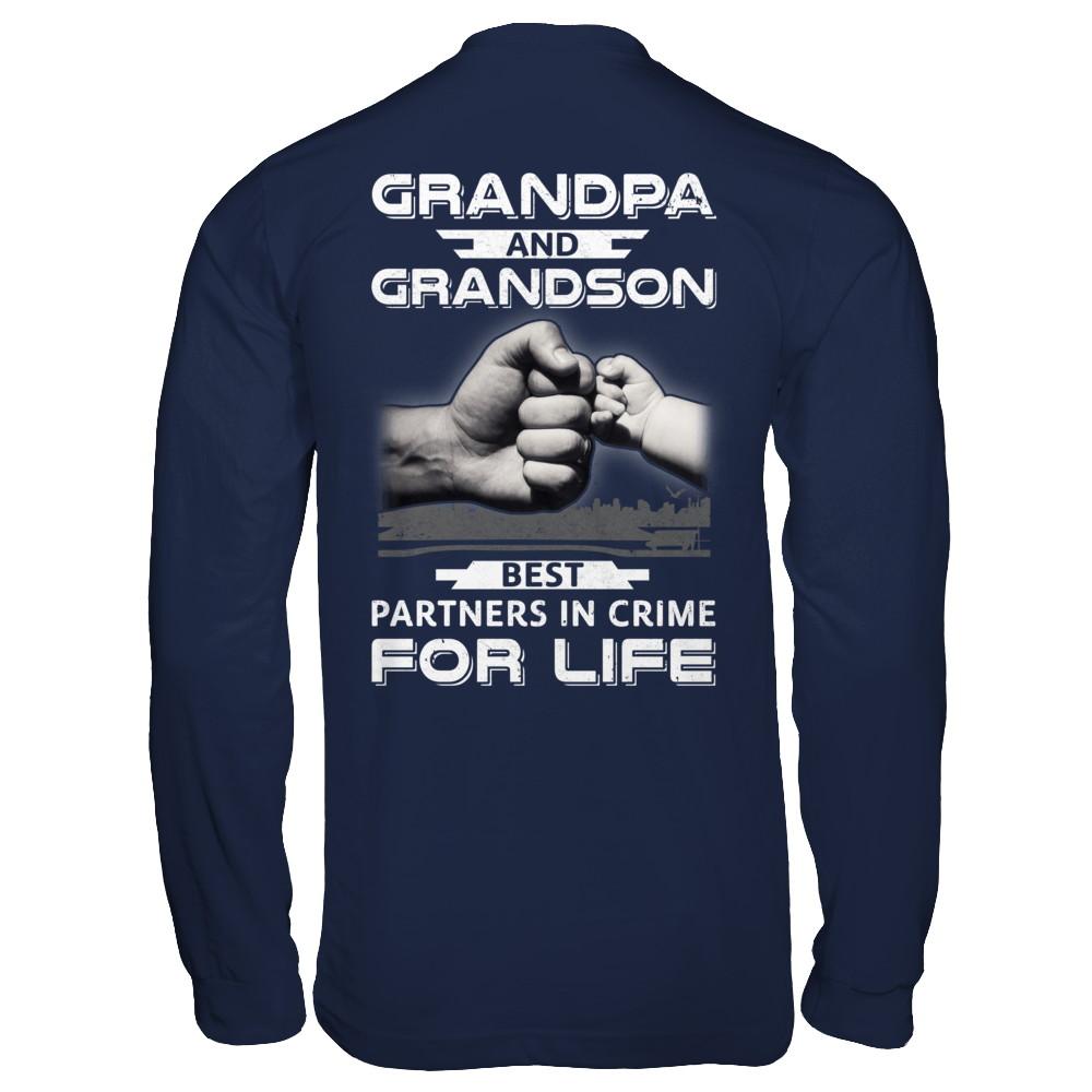 Grandpa And Grandson Best Partners In Crime For Life-T-Shirt & Hoodie-Long Sleeve T-Shirt-Navy