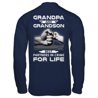 Grandpa And Grandson Best Partners In Crime For Life-T-Shirt & Hoodie-Long Sleeve T-Shirt-Navy