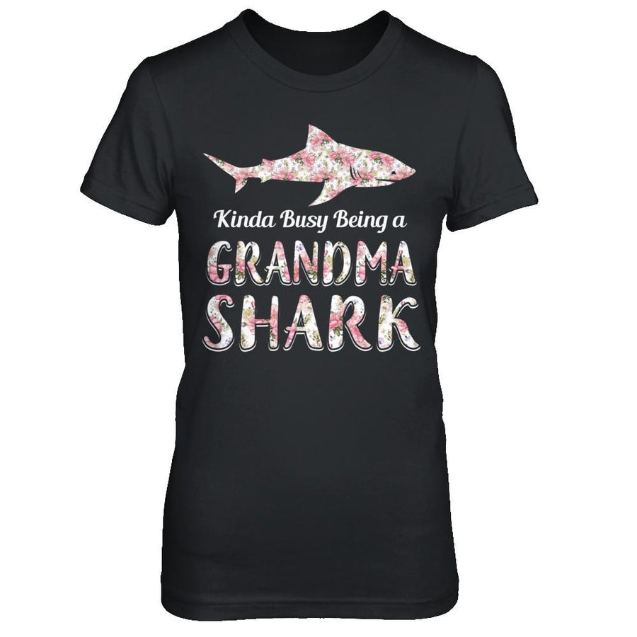 Grandma Shark Kinda Busy Being A Grandmashark-T-Shirt & Hoodie-Women's T-Shirt-Black